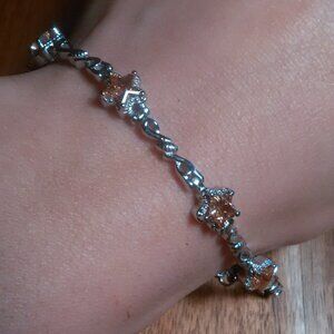 Simulated Champagne Diamond Stainless Steel Star Bracelet (Size 7)